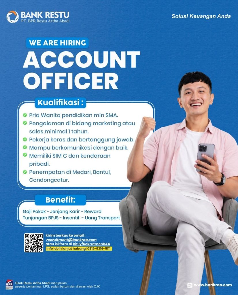 Poster lowongan PT. BPR Restu Artha Abadi