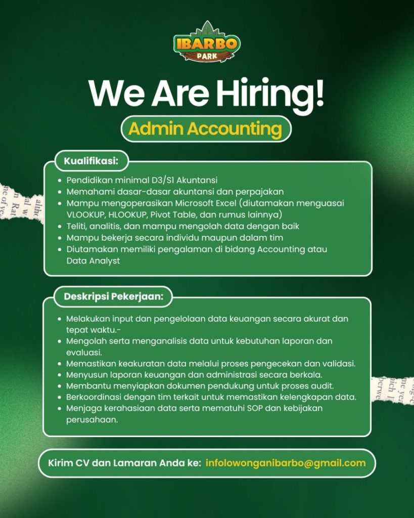 Poster lowongan Ibarbo Park