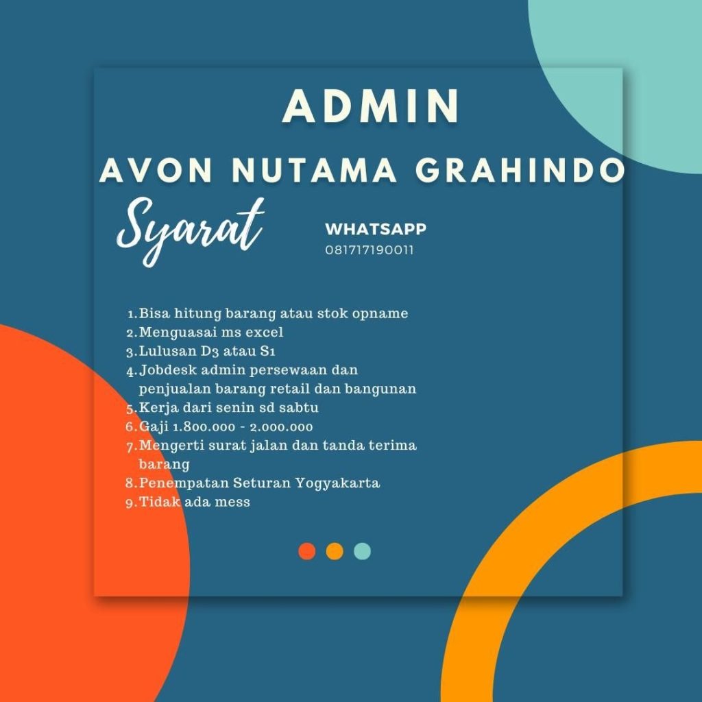 Poster lowongan Avon Nutama Grahindo