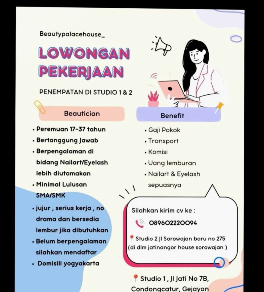 Poster lowongan Beautypalacehouse_