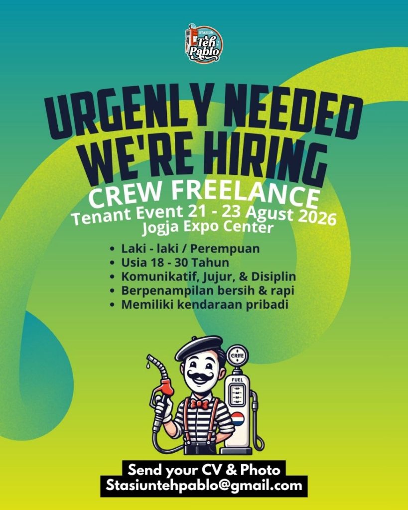 Poster lowongan Stasiun Teh Pablo