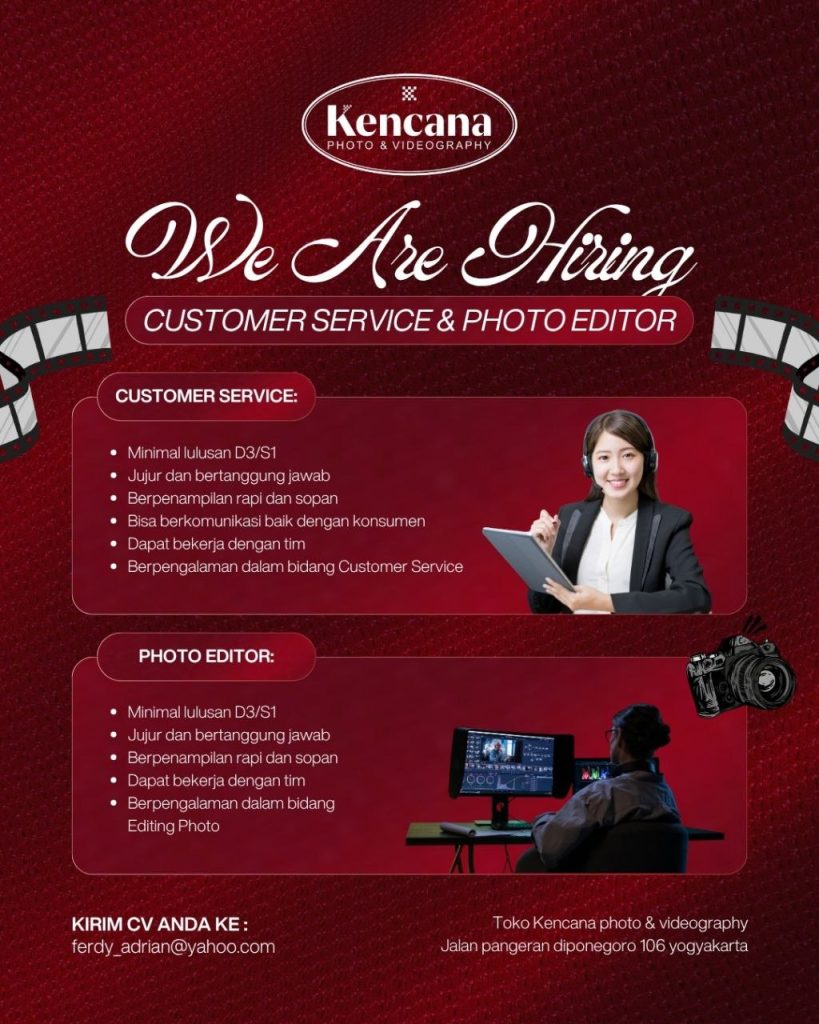 Poster lowongan Kencana Photo & Videography