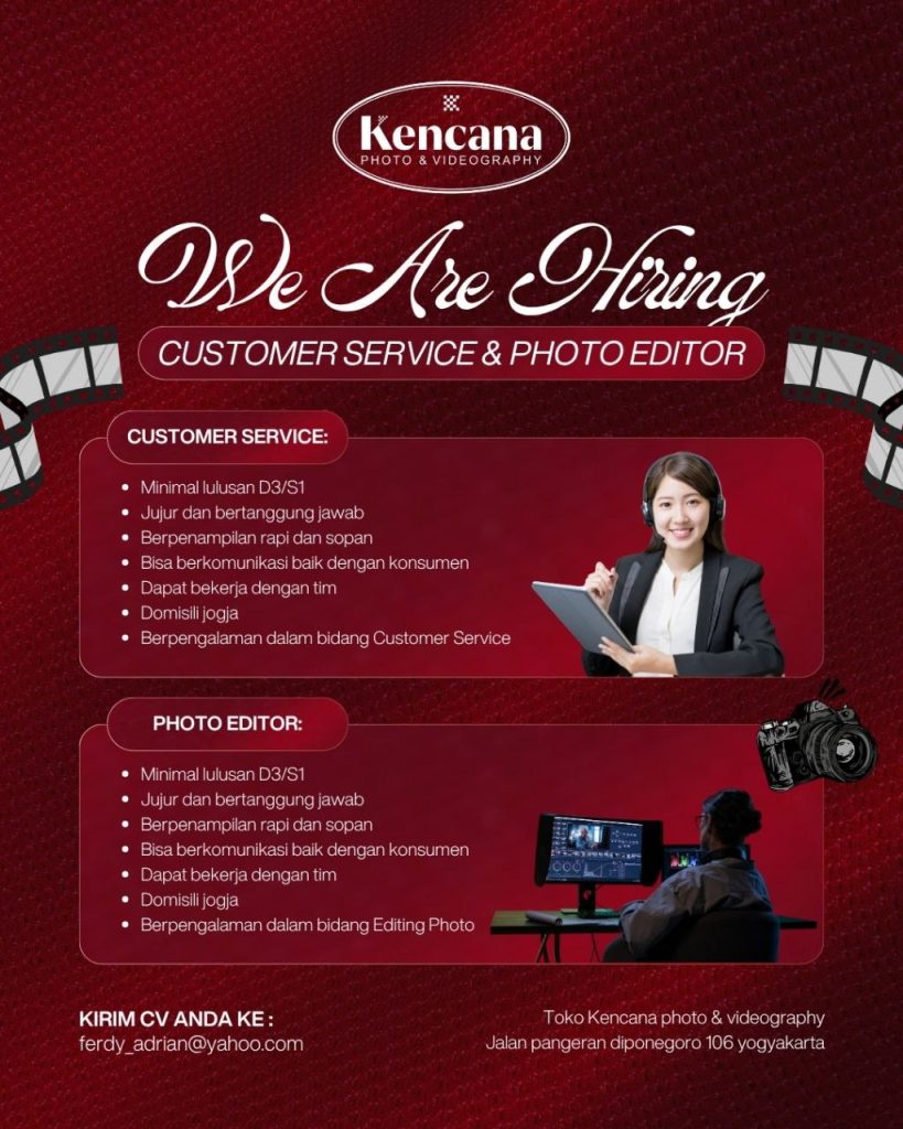 Poster lowongan Kencana Photo & Videography