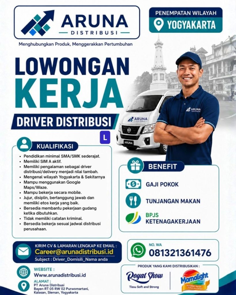 Poster lowongan PT Aruna Distribusi
