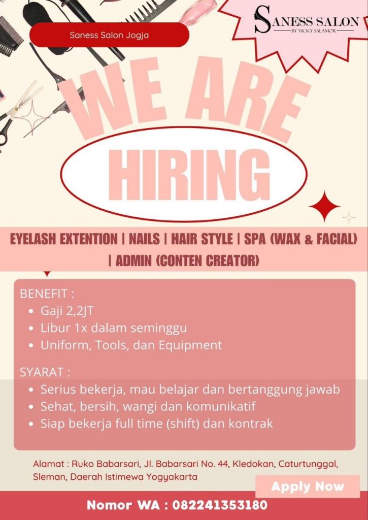 Poster lowongan Saness Salon Jogja