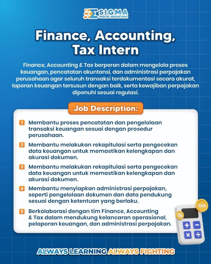 Poster lowongan Sigma Digital Nusantara