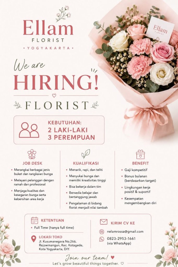 Poster lowongan Ellam Florist