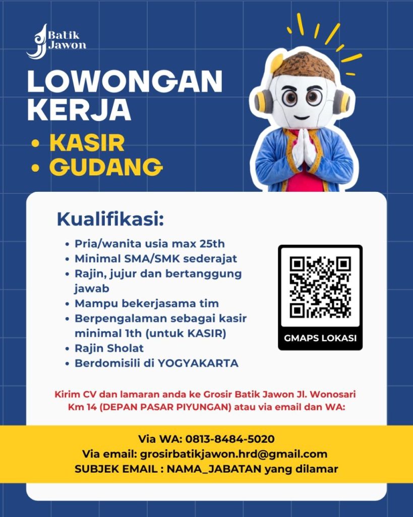 Poster lowongan Batik Jawon