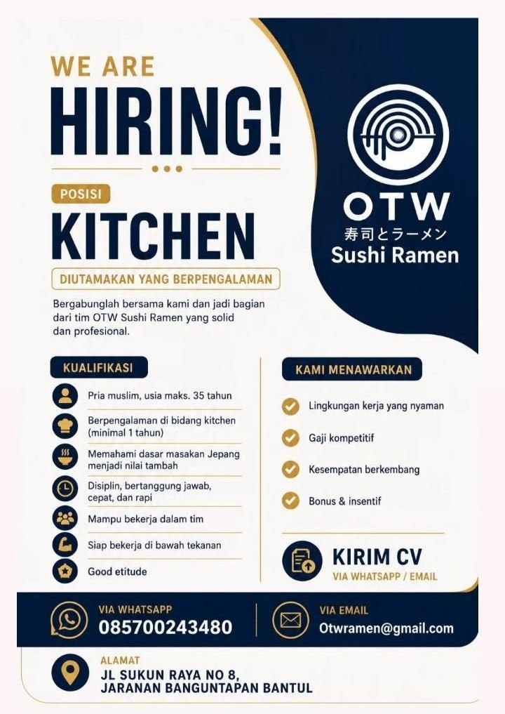 Poster lowongan OTW Sushi Ramen