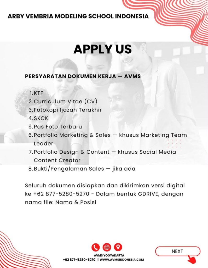 Poster lowongan Arby Vembria Modeling School Indonesia