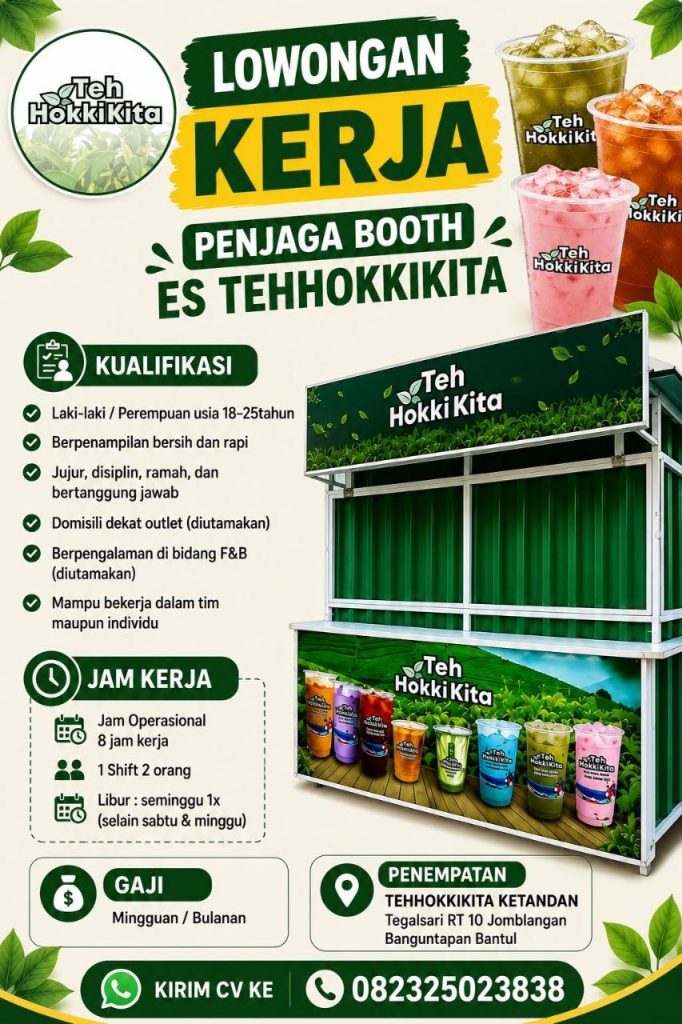 Poster lowongan Teh Hokki Kita