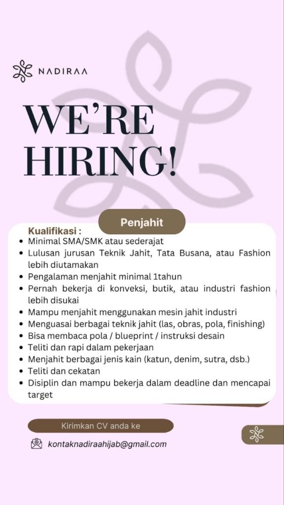 Poster lowongan Nadiraa