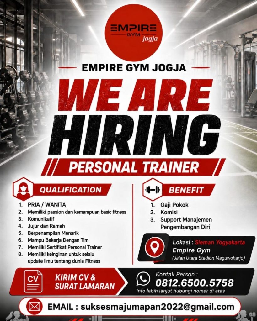 Poster lowongan Empire Gym Jogja
