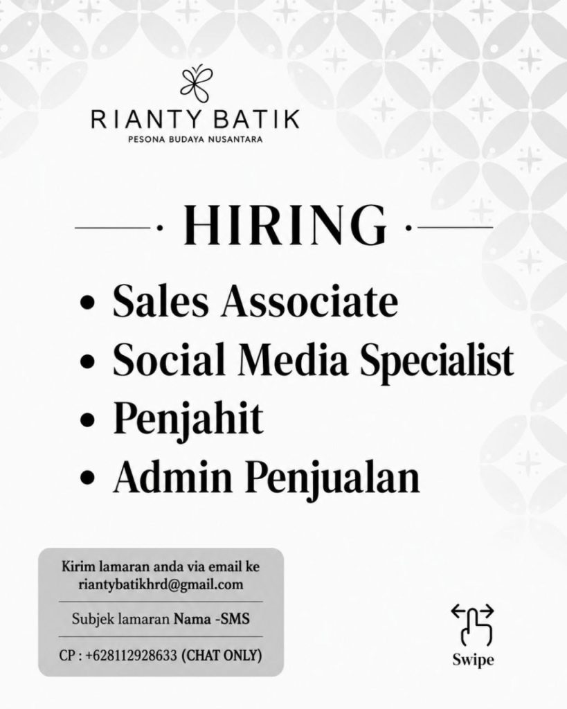 Poster lowongan Rianty Batik