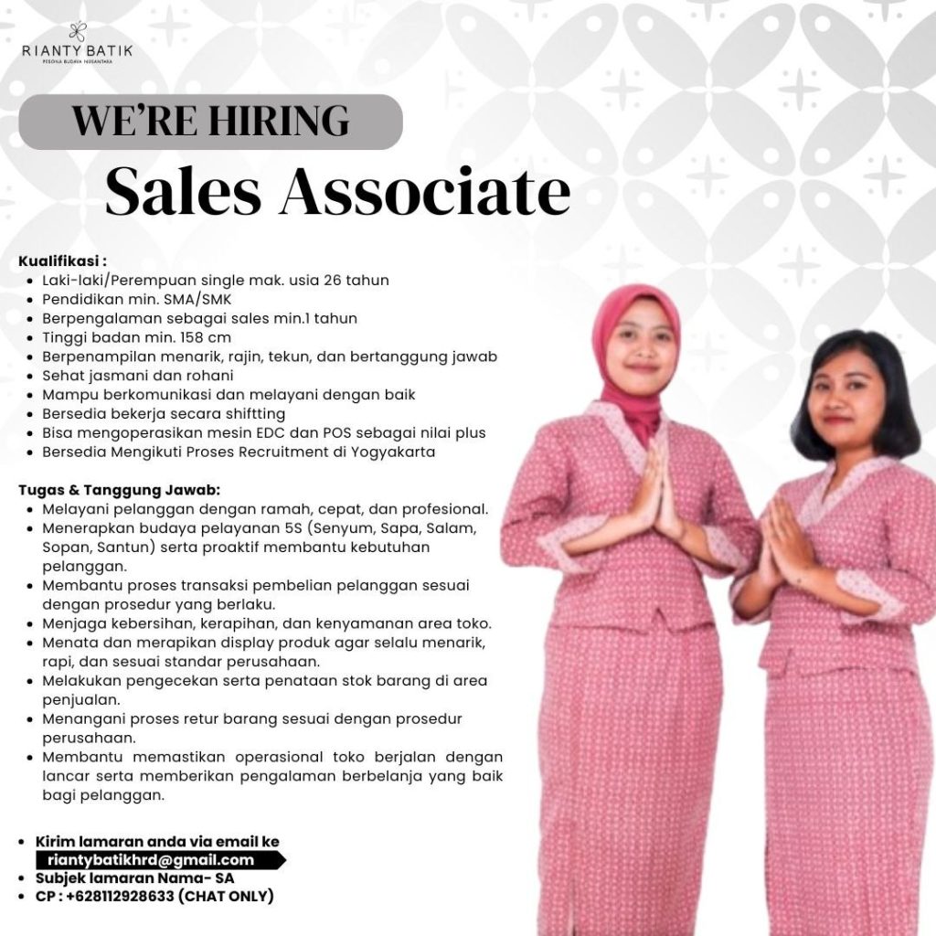 Poster lowongan Rianty Batik