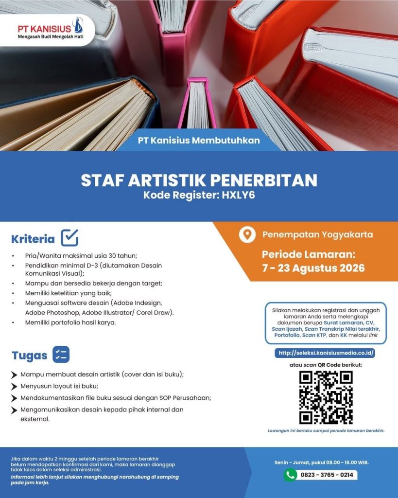 Poster lowongan PT Kanisius