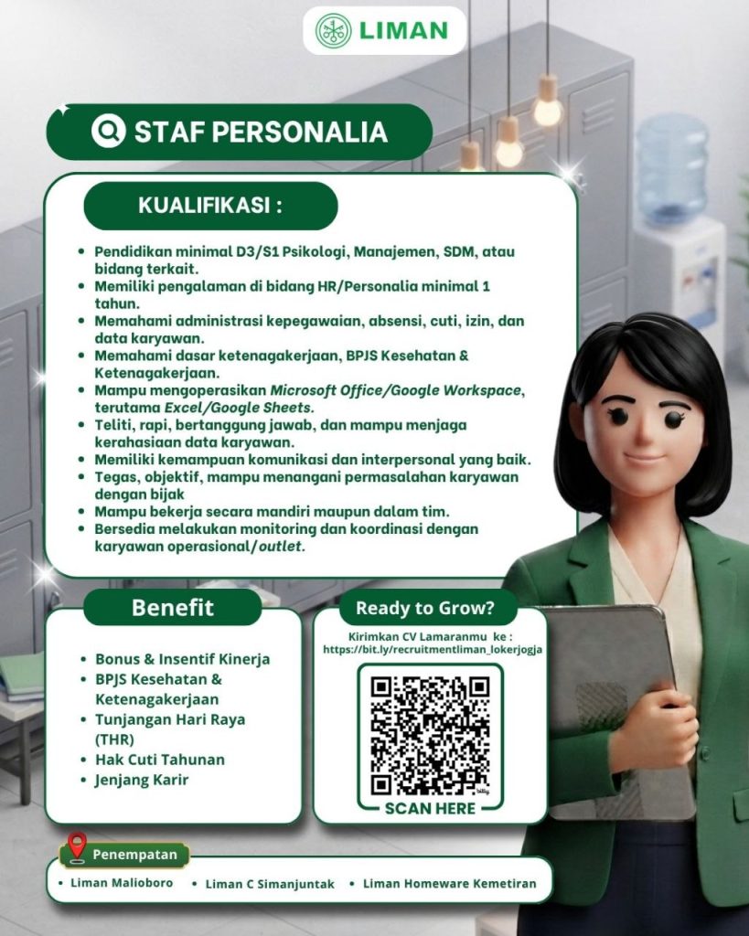 Poster lowongan PT Liman Sukses Ananta