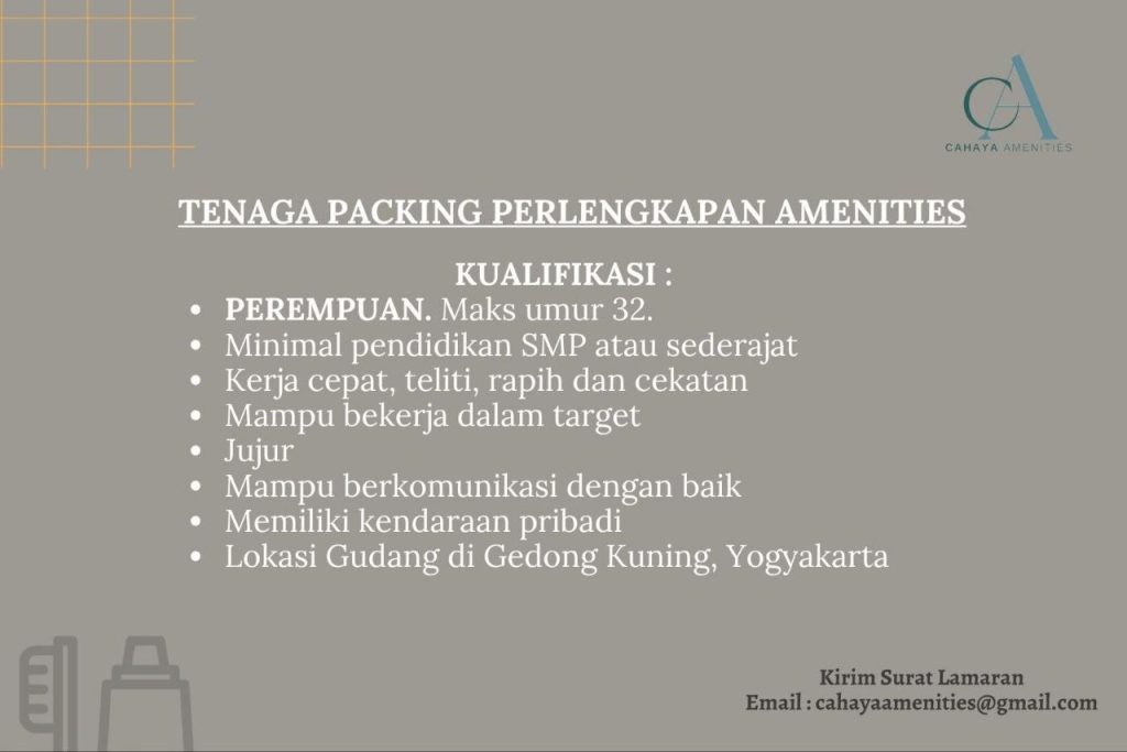 Poster lowongan Cahaya Amenities