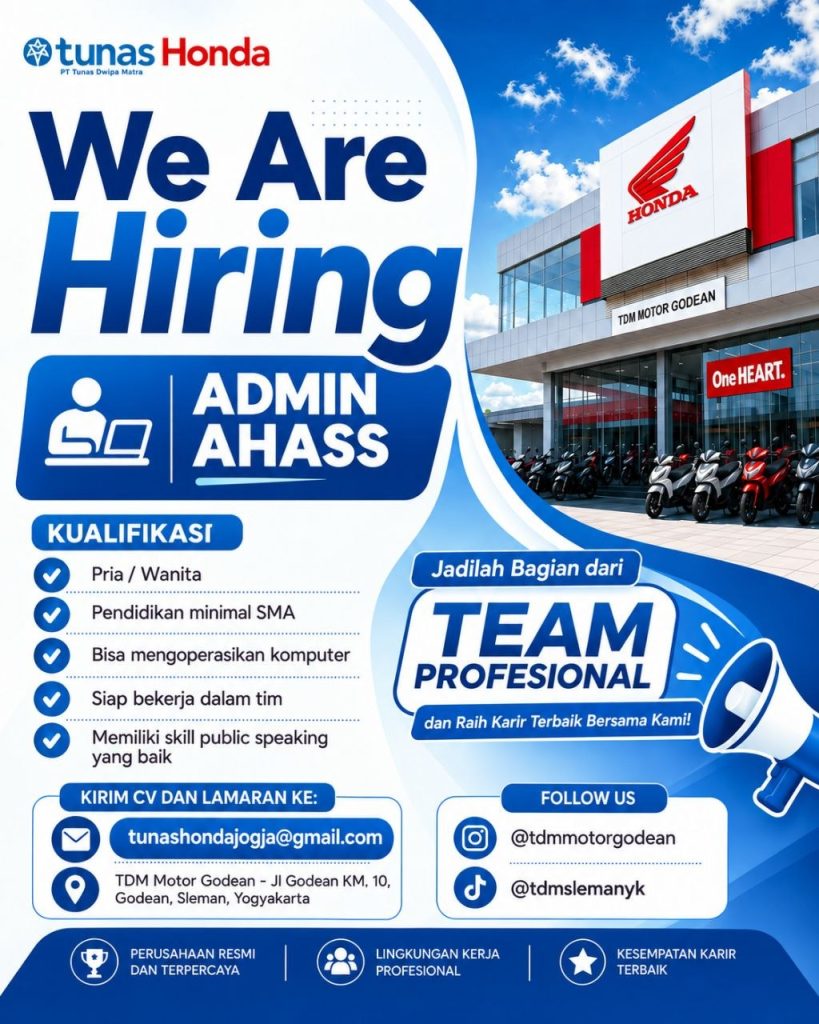 Poster lowongan Tunas Honda