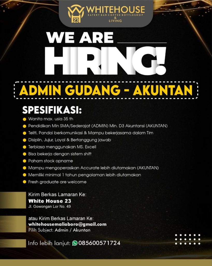 Poster lowongan Whitehouse 23