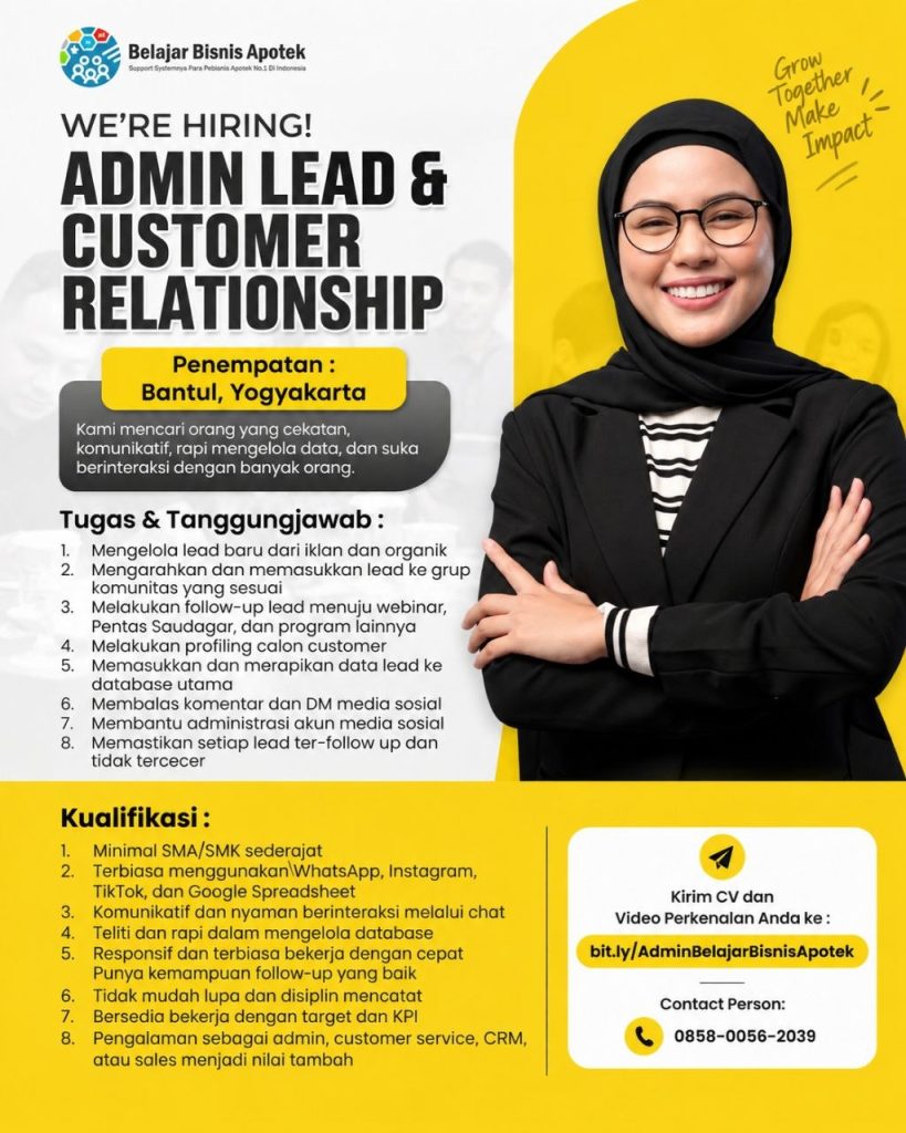 Poster lowongan Belajar Bisnis Apotek