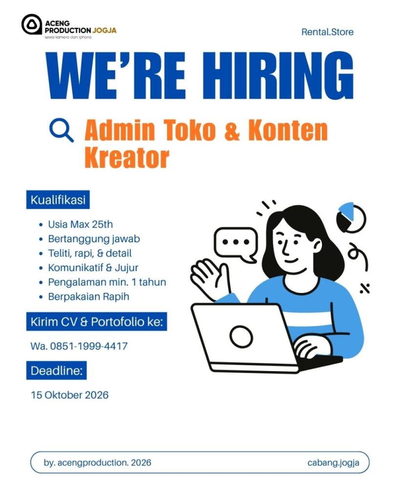 Poster lowongan Aceng Production Jogja