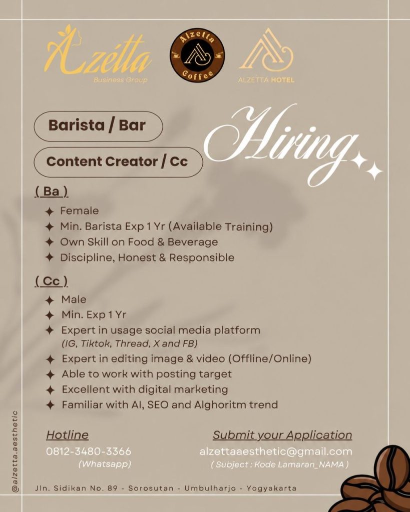 Poster lowongan Azetta Business Group