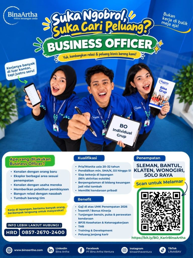 Poster lowongan Bina Artha