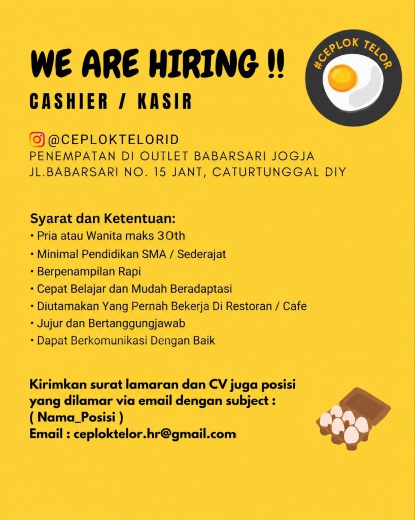 Poster lowongan CEPLOK TELOR
