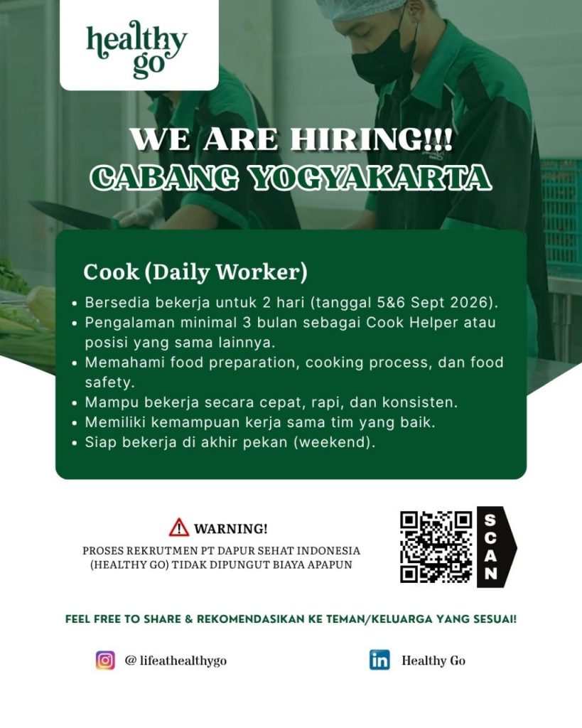 Poster lowongan PT Dapur Sehat Indonesia (Healthy Go)