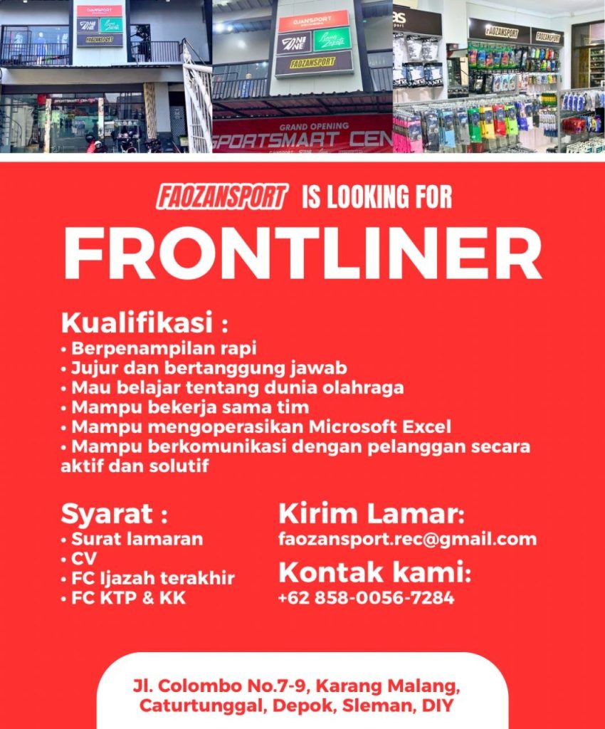 Poster lowongan FAOZANSPORT