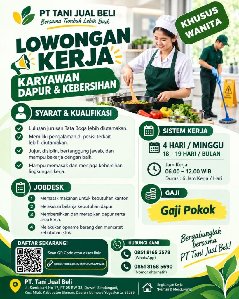 Poster lowongan PT TANI JUAL BELI