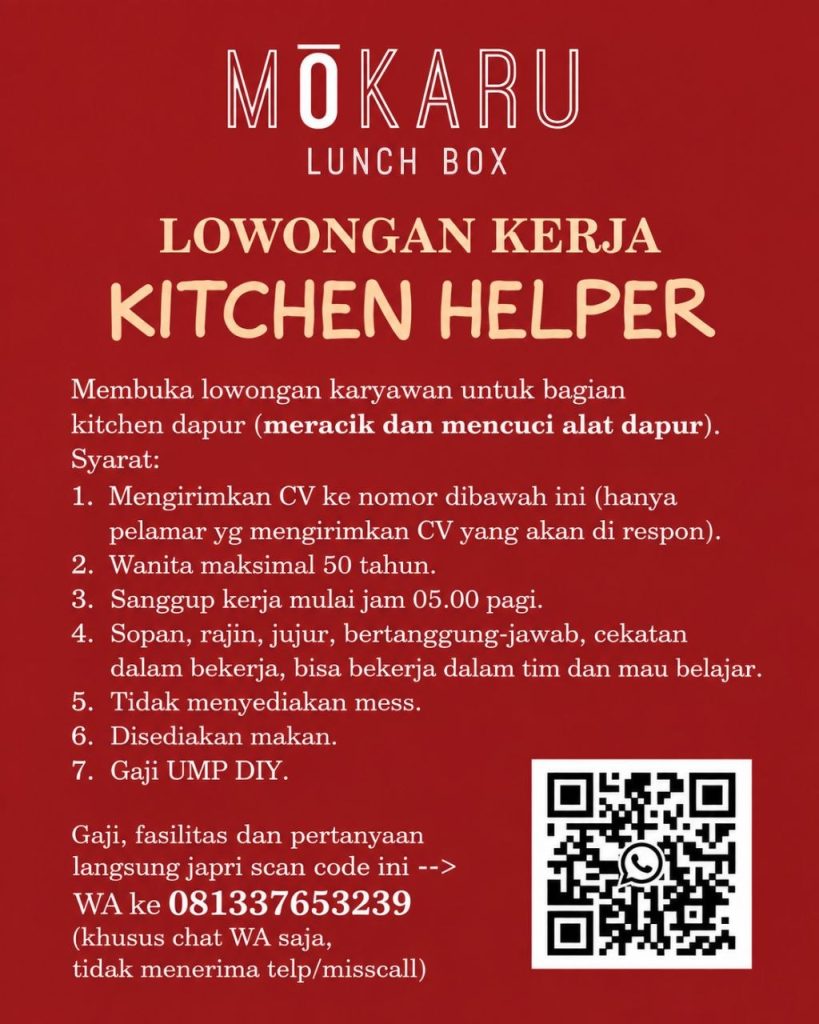Poster lowongan Mokaru Lunch Box