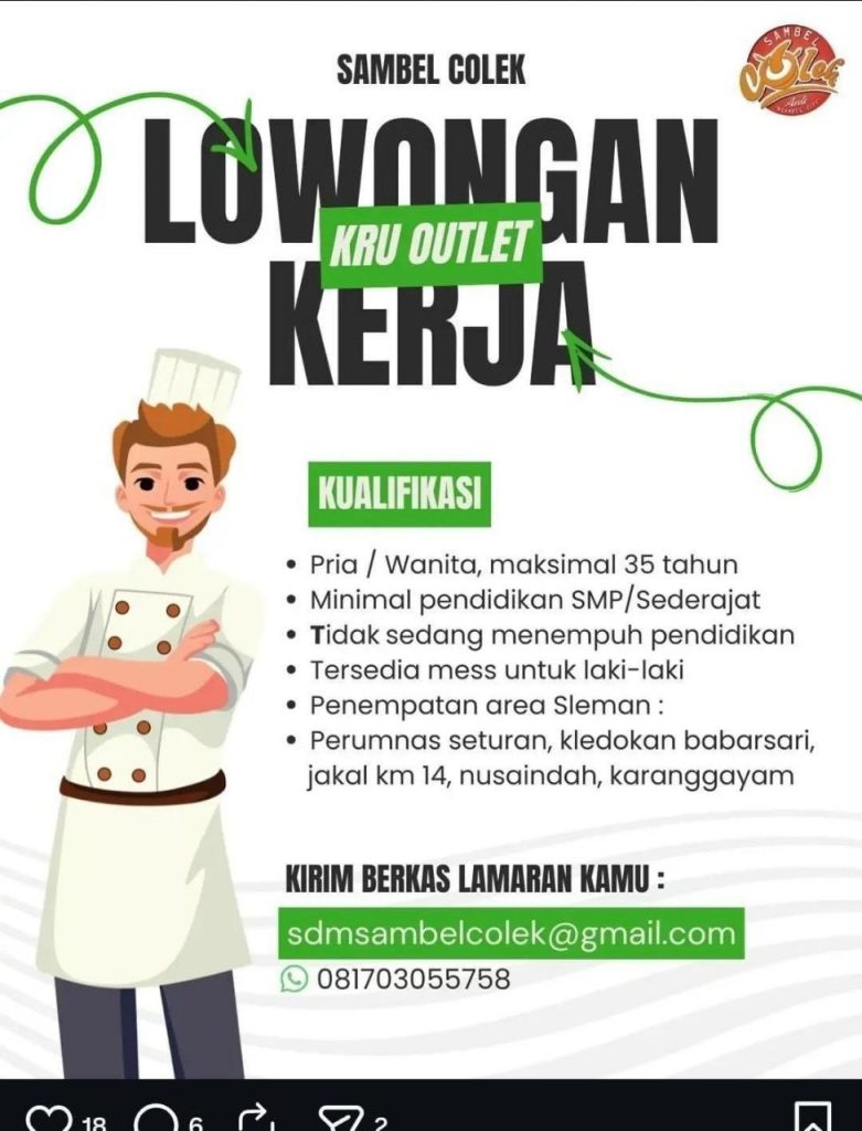 Poster lowongan Sambel Colek
