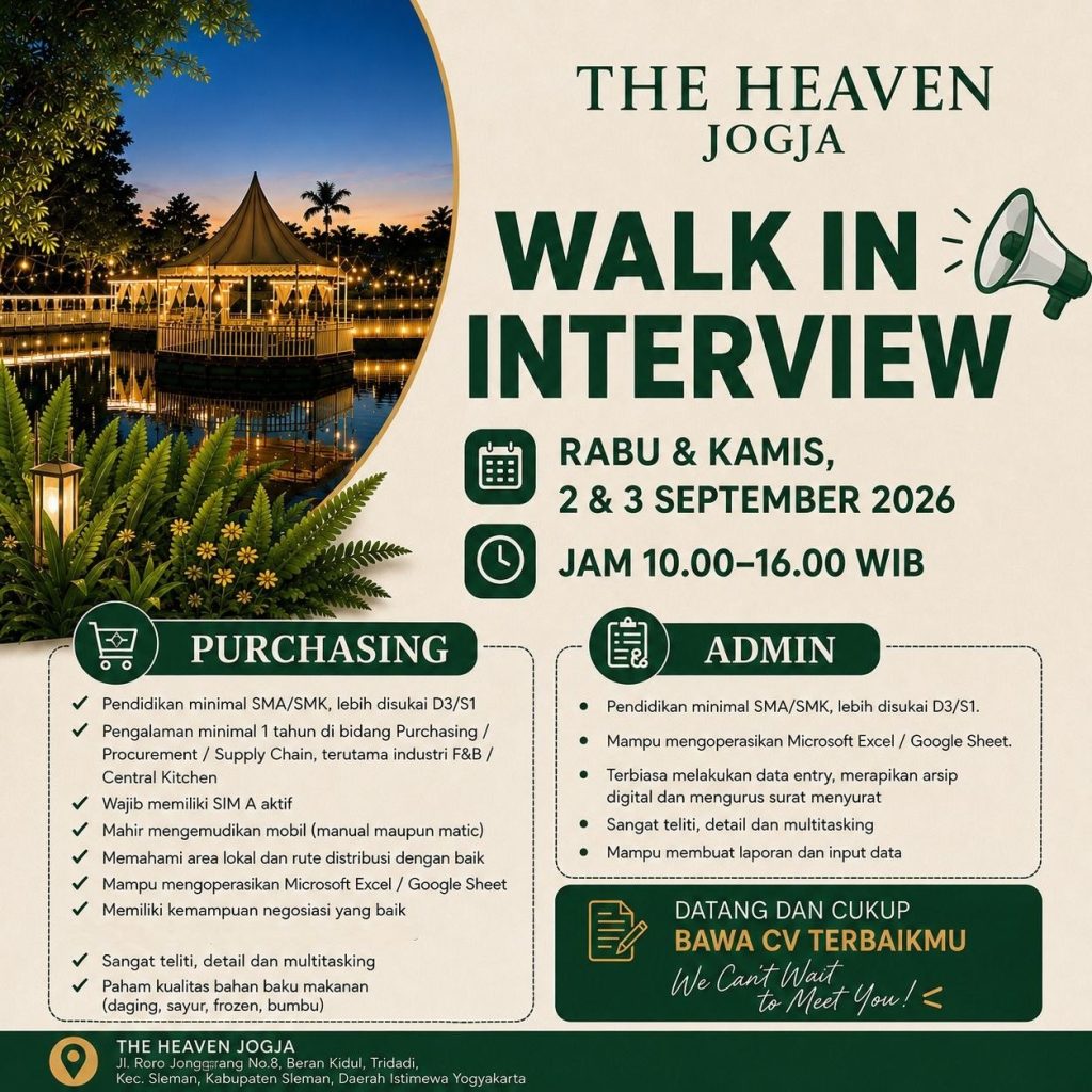 Poster lowongan The Heaven Jogja