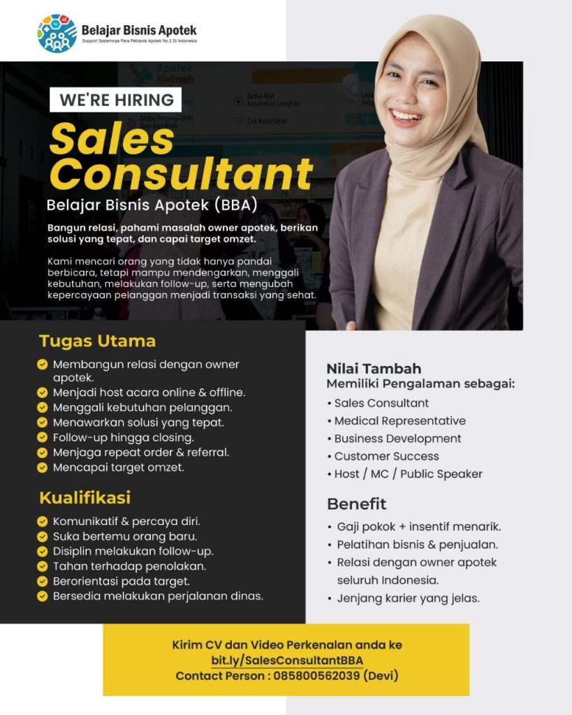 Poster lowongan Belajar Bisnis Apotek