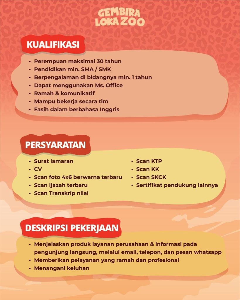 Poster lowongan Gembira Loka Zoo