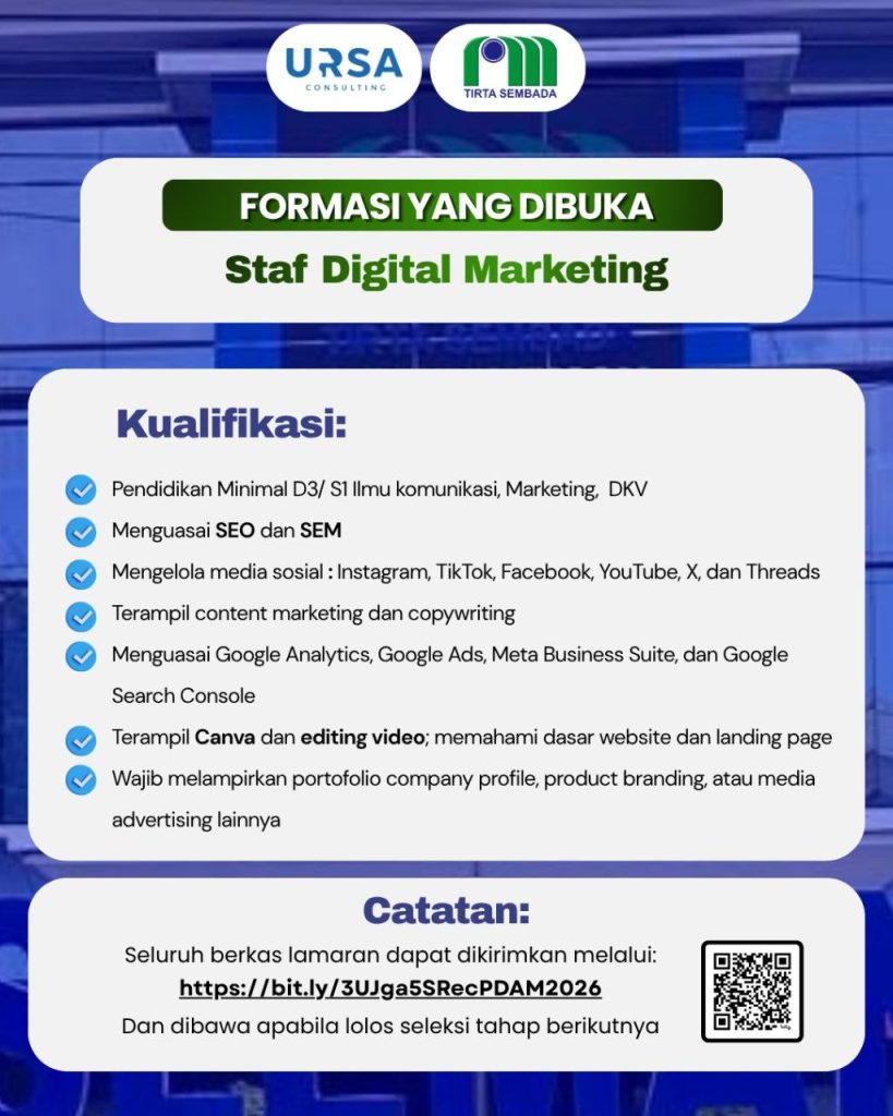 Poster lowongan PDAM Tirta Sembada