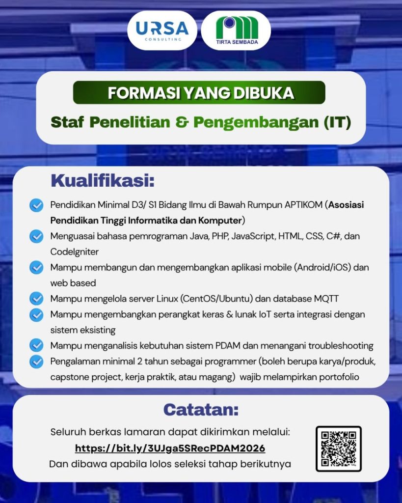 Poster lowongan PDAM Tirta Sembada