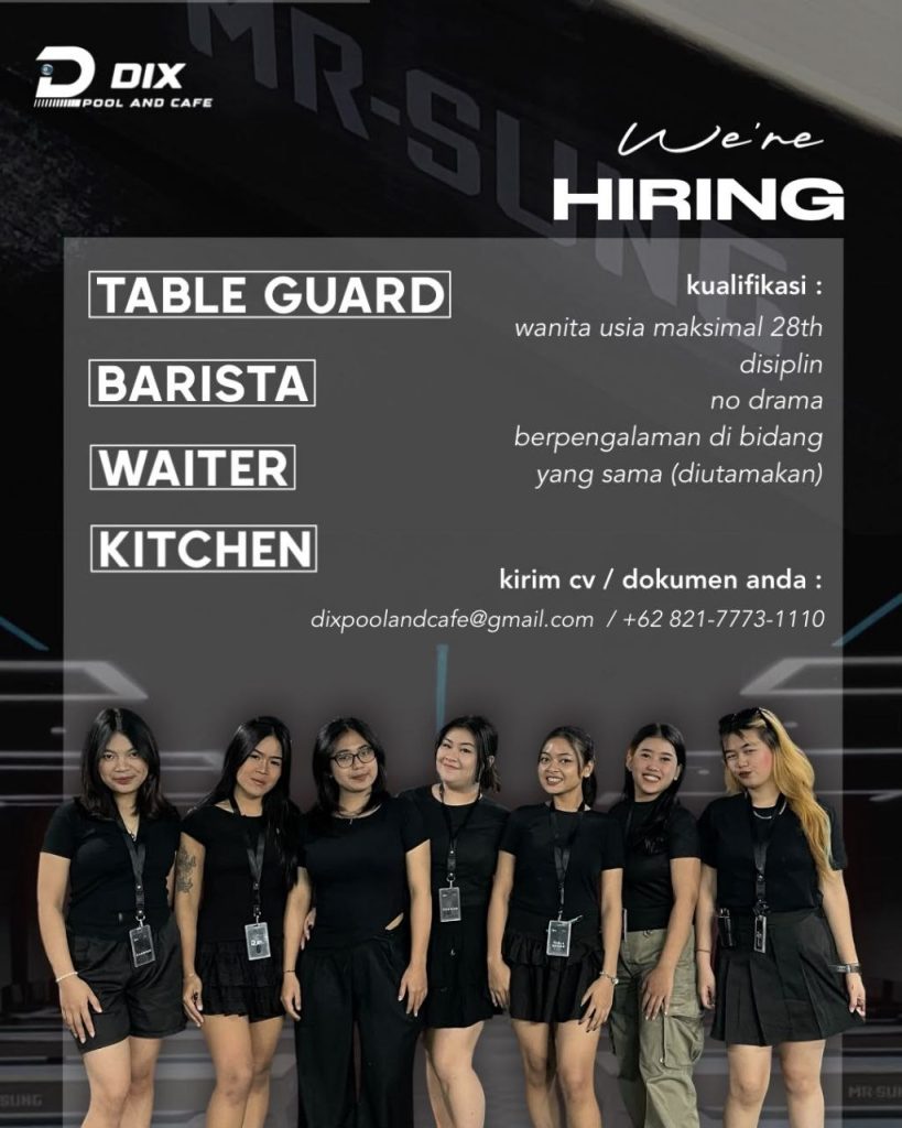 Poster lowongan DIX Pool and Cafe
