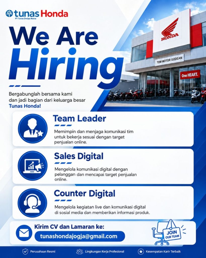 Poster lowongan Tunas Honda