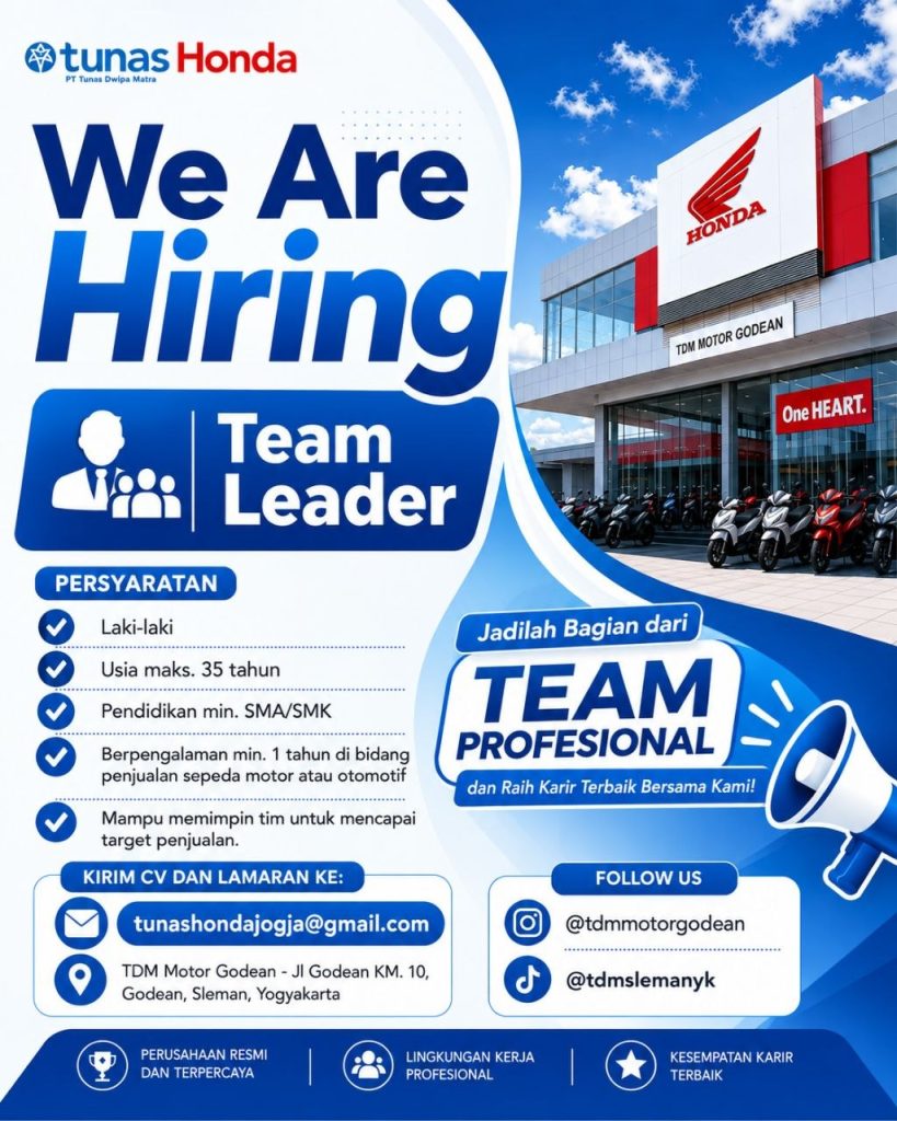 Poster lowongan Tunas Honda