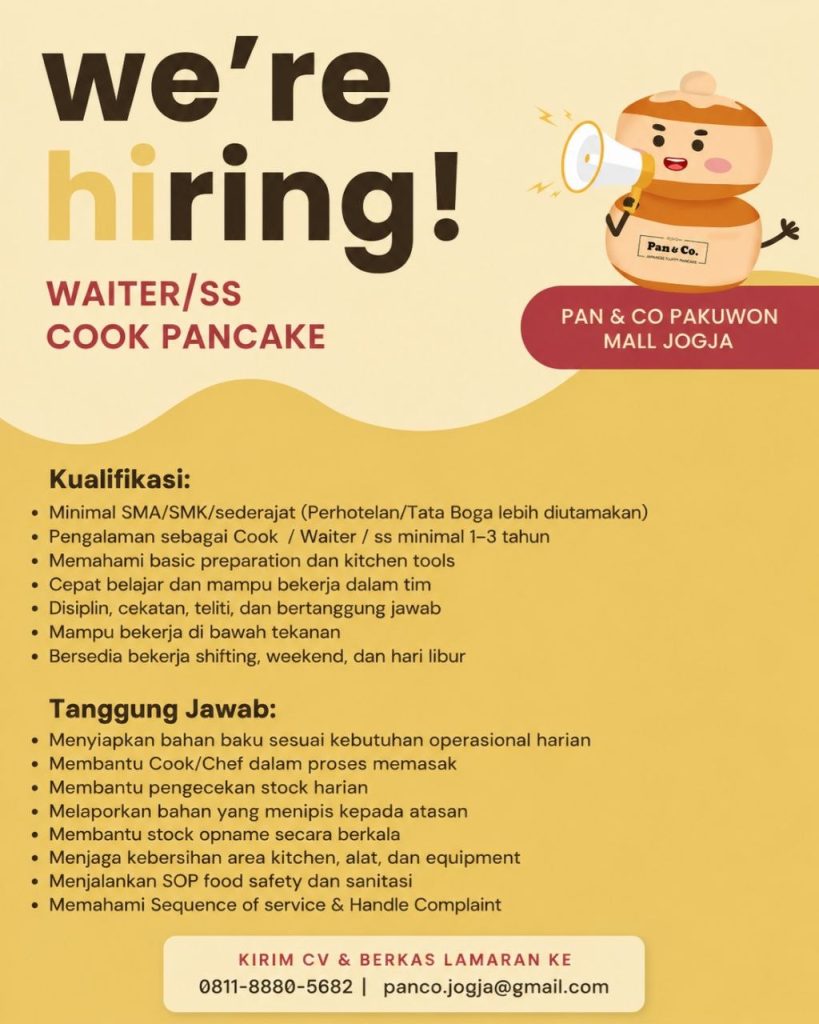 Poster lowongan Pan & Co