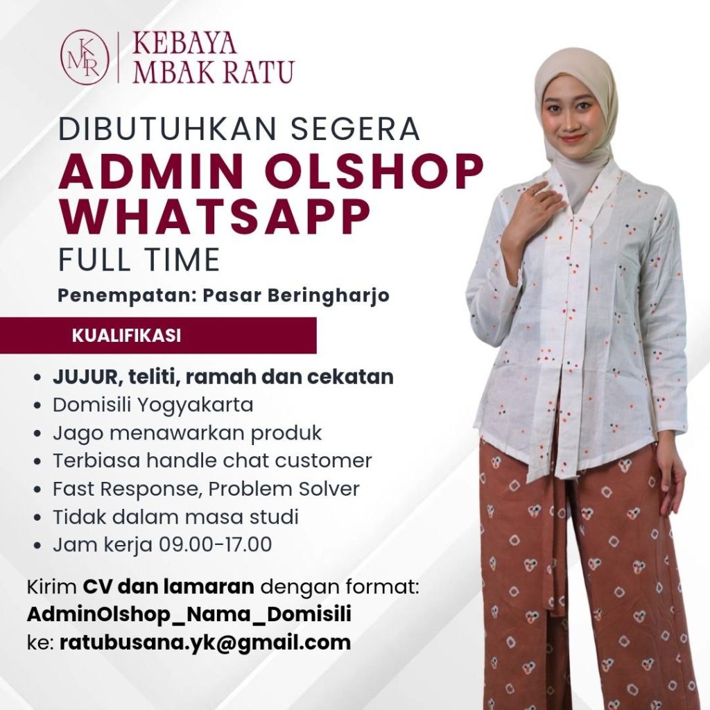 Poster lowongan Kebaya Mbak Ratu