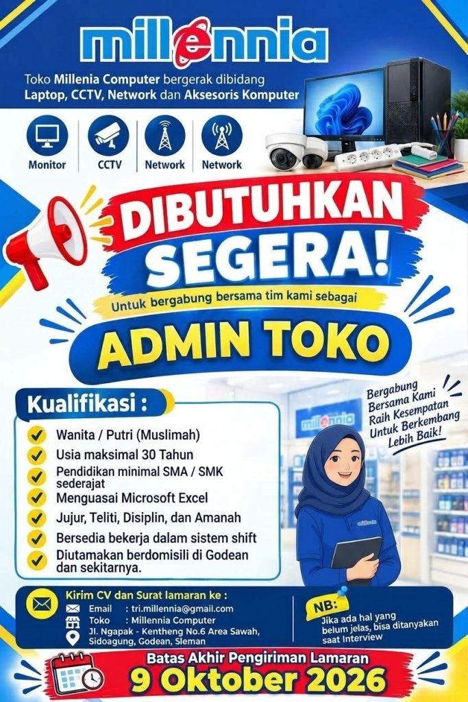 Poster lowongan Millenia Computer