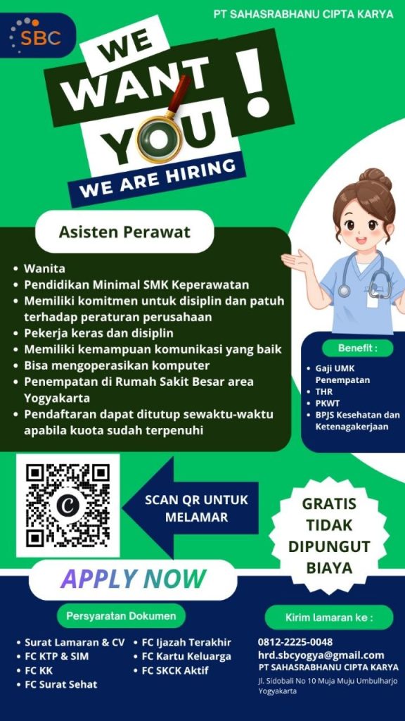 Poster lowongan PT SAHASRABHANU CIPTA KARYA