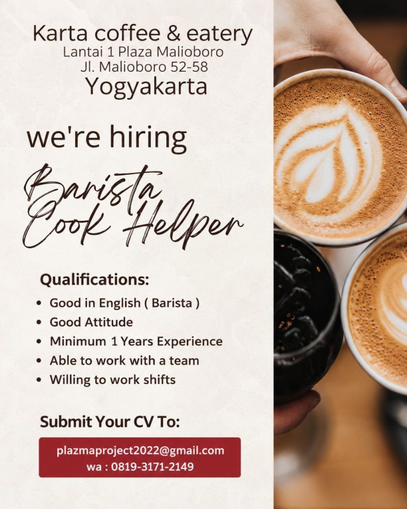 Poster lowongan KARTA COFFEE & EATERY