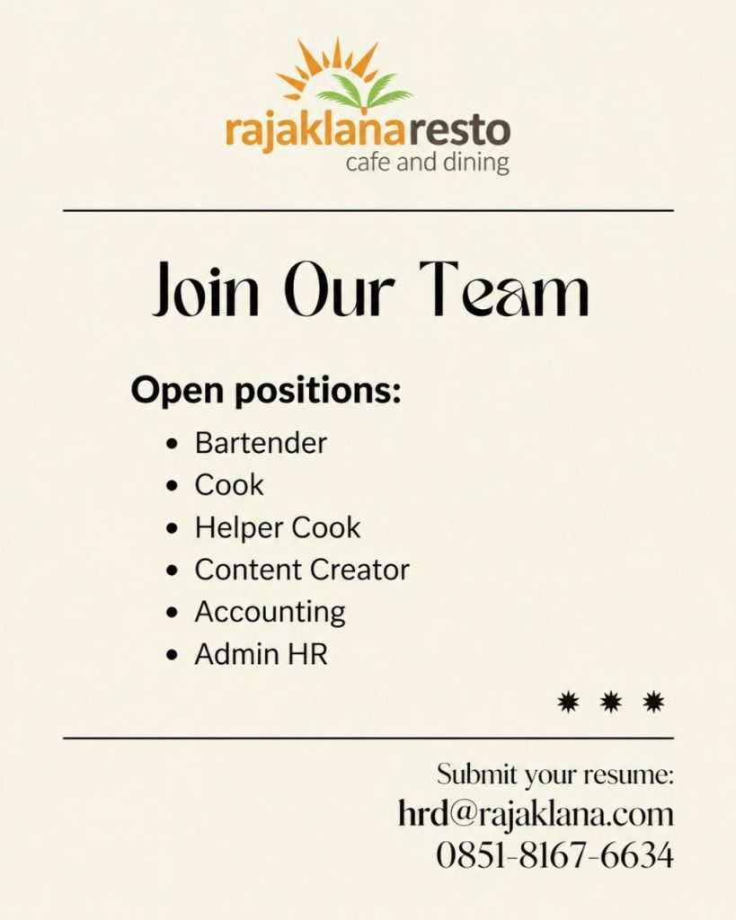 Poster lowongan rajaklanaresto