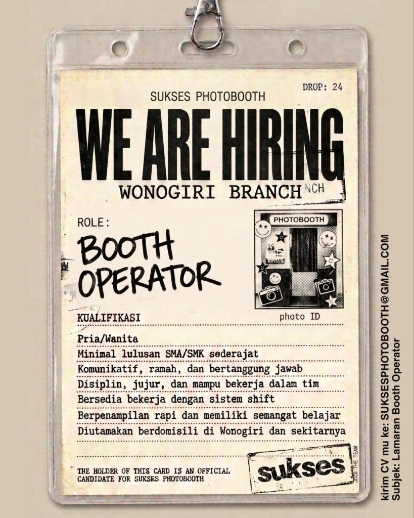 Poster lowongan SUKSES PHOTOBOOTH
