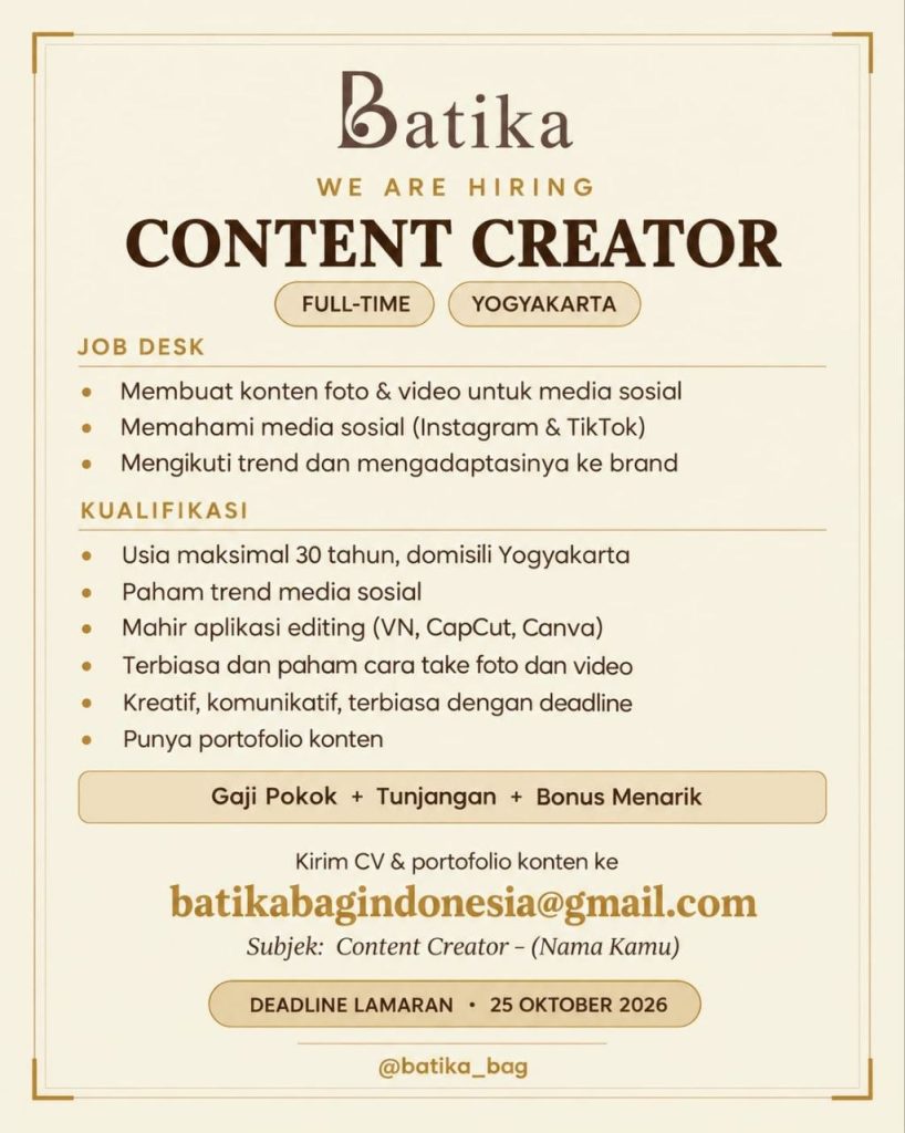 Poster lowongan Batika